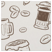 ブラウンのコーヒー豆の図解入りの、写真付きのな要素パターン ファブリック (クローズアップ)