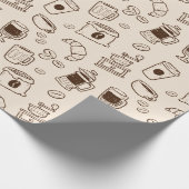 ブラウンのコーヒー豆の図解入りの、写真付きのな要素パターン ラッピングペーパー (角)