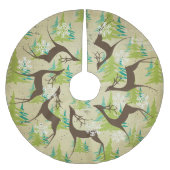 ブラウンのシカおよび常緑樹の木の休日の木のスカート ブラッシュドポリエステルツリースカート (正面)