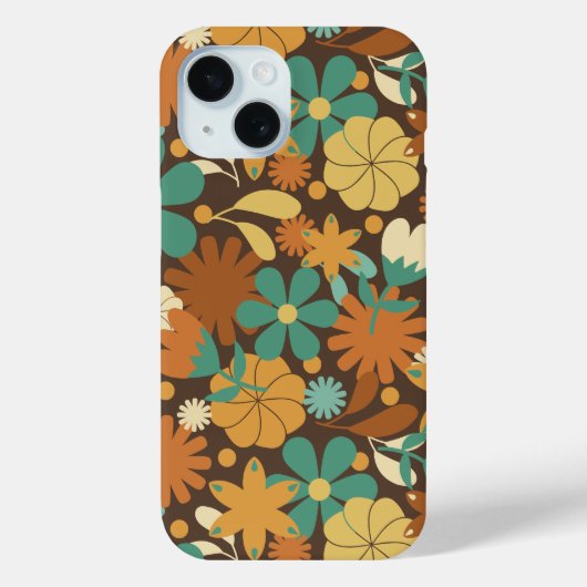 ブラウンのシックティーズレトロフラワーパワー Case-Mate iPhoneケース (裏面)