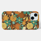 ブラウンのシックティーズレトロフラワーパワー Case-Mate iPhoneケース (裏面 (横))