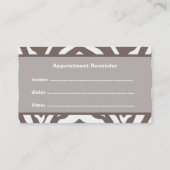 ブラウンのシマウマのアポイントメントのメモの名刺 予約カード (裏面)