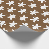 ブラウンのジンジャーブレッドマンパターン ラッピングペーパー (角)