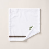 ブラウンのストライプな、緑のヤシの木 バスタオルセット (ウォッシュタオル)