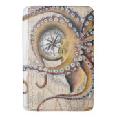 ブラウンのタコのヴィンテージの地図のコンパス バスマット (正面縦)