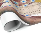 ブラウンのタコのヴィンテージの地図のコンパス ラッピングペーパー (ロールコーナー)