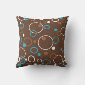 ブラウンのターコイズおよび白い円 クッション (裏面)