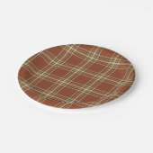 ブラウンのタータンチェックの紙皿 ペーパープレート (アングル)