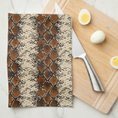 ブラウンのダイヤモンドのスネークスキンパターン キッチンタオル (四つ折り)