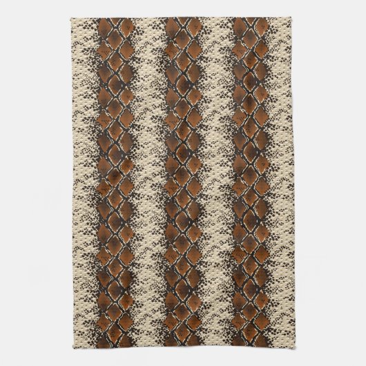 ブラウンのダイヤモンドのスネークスキンパターン キッチンタオル (縦)