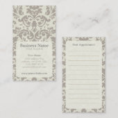 ブラウンのダマスク織のアポイントメントの名刺 予約カード (正面/裏面)