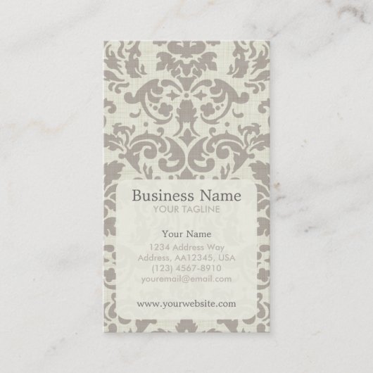 ブラウンのダマスク織のアポイントメントの名刺 予約カード (正面)