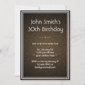 ブラウンのダマスク織のパグ及び上質ワインの誕生日の招待状 招待状 (裏面)