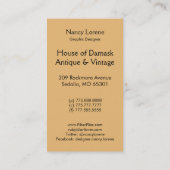 ブラウンのダマスク織の野生の花、表紙および金ゴールド 名刺 (裏面)