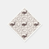ブラウンのチェック柄のイースター スタンダードカクテルナプキン (角)
