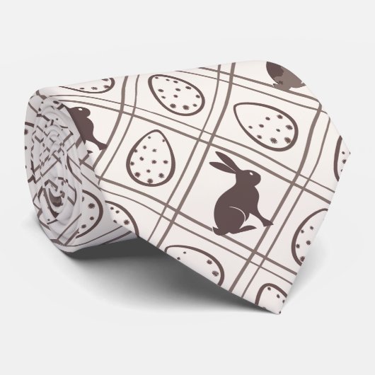 ブラウンのチェック柄のイースター ネクタイ (ロール)