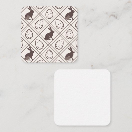 ブラウンのチェック柄のイースター ノートカード (正面/裏面)