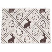 ブラウンのチェック柄のイースター ラージペーパーバッグ (正面)