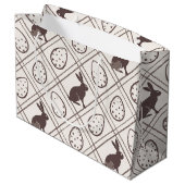 ブラウンのチェック柄のイースター ラージペーパーバッグ (裏面アングル)