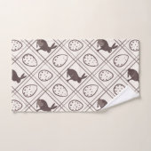 ブラウンのチェック柄イースター バスタオルセット (ハンドタオル)