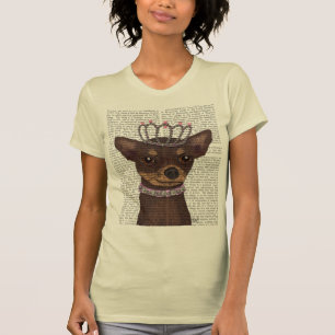 ブラウンのチワワおよびティアラ Tシャツ