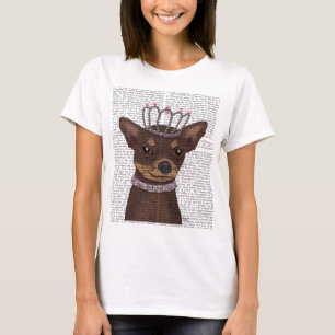 ブラウンのチワワおよびティアラ Tシャツ