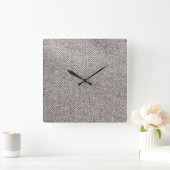 ブラウンのツイードの生地 スクエア壁時計 (ホーム)