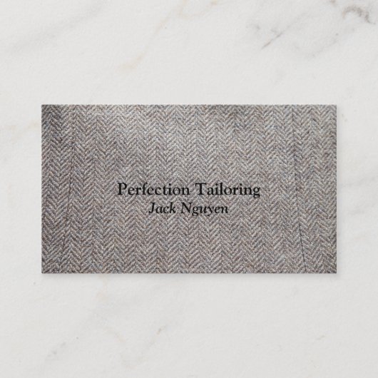 ブラウンのツイードの生地 名刺 (正面)
