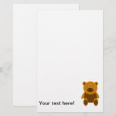 ブラウンのテディー・ベアのclipart 便箋 (正面/裏面)