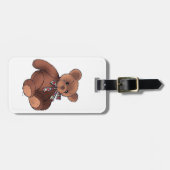 ブラウンのテディー・ベア ラゲッジタグ (正面横)