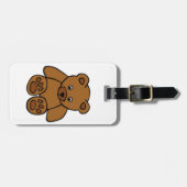 ブラウンのテディー・ベア ラゲッジタグ (正面横)