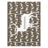 ブラウンのテーブルクロスのパーソナライズで白く素朴なシカ テーブルクロス (正面)