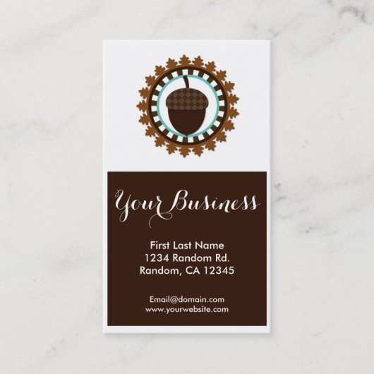 ブラウンのドングリのシールのカスタムな名刺 名刺 (正面)