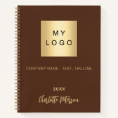 ブラウンのネーム ビジネス ロゴ ノートブック (正面)