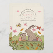 ブラウンのバニーの招待状 招待状 (正面/裏面)