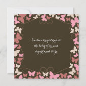 ブラウンのピンクの蝶ベビーシャワーの招待状 招待状 (裏面)