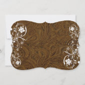 ブラウンのファンシーで素朴な革結婚式招待状 招待状 (裏面)