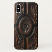 ブラウンのフェイクな木製の切り分けるiPhone Xの場合 Case-Mate iPhoneケース (裏面)