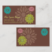 ブラウンのフラワーパワーの名刺 名刺 (正面/裏面)