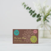 ブラウンのフラワーパワーの名刺 名刺 (スタンド正面)