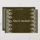 ブラウンのブロケードの誕生日の招待状 招待状 (正面/裏面)