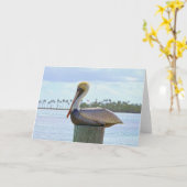 ブラウンのペリカンおよびヤシの木 カード (黄色い花)