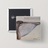 ブラウンのペリカンの頭部 缶バッジ (正面&裏面)