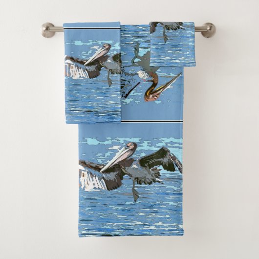 ブラウンのペリカンの鳥の野性生物の海のBathタオルセット バスタオルセット (インサイチュ)