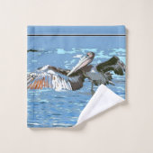 ブラウンのペリカンの鳥の野性生物の海のBathタオルセット バスタオルセット (ウォッシュタオル)