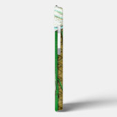 ブラウンのボーダーの白い花そして緑の茎 Case-Mate iPhoneケース (裏面 / 左)