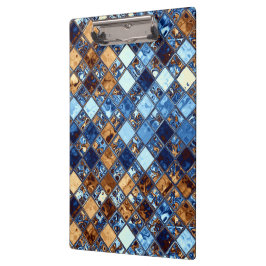 ブラウンのモザイク・タイルの芸術のカウボーイの青いバンダナ クリップボード