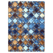 ブラウンのモザイク・タイルの芸術のカウボーイの青いバンダナ クリップボード (裏面)