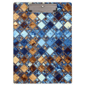 ブラウンのモザイク・タイルの芸術のカウボーイの青いバンダナ クリップボード (正面)