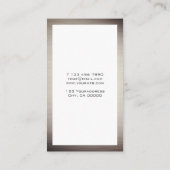 ブラウンのモダンな金属金ゴールドの縦の名刺 名刺 (裏面)